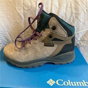 Columbia Kids' Tan and Purple Outdoor Boots